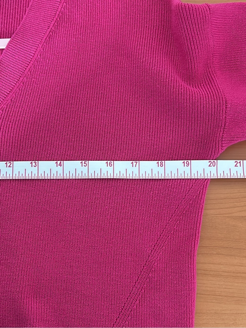 DKNY Women's V-Neck Sweater in Bright Fuchsia Pink - Picture 7 of 9